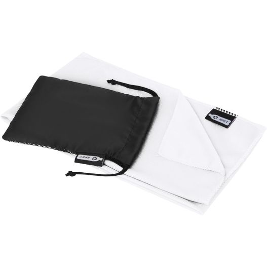 eine schwarze und weiße tasche und eine weiße und schwarze tasche Raquel Sport Kühlhandtuch im Etui aus recyceltem PET Kunststoff 80 x 30 cm (Bild 1)