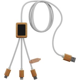 Produktabbildung SCX.design C39 3-in-1-Ladekabel aus rPET mit Leuchtlogo und Bambusgehäuse SCX.design C39 3-in-1-Ladekabel aus rPET mit Leuchtlogo und Bambusgehäuse