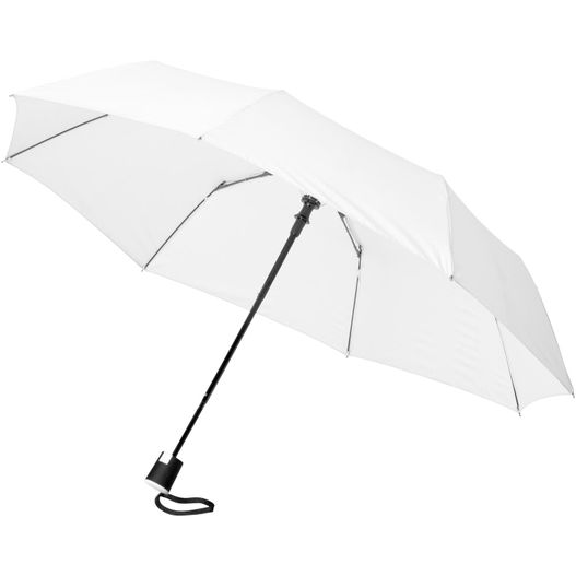 weißer regenschirm mit schwarzem griff Wali 21" Automatik Kompaktregenschirm (Bild 1)