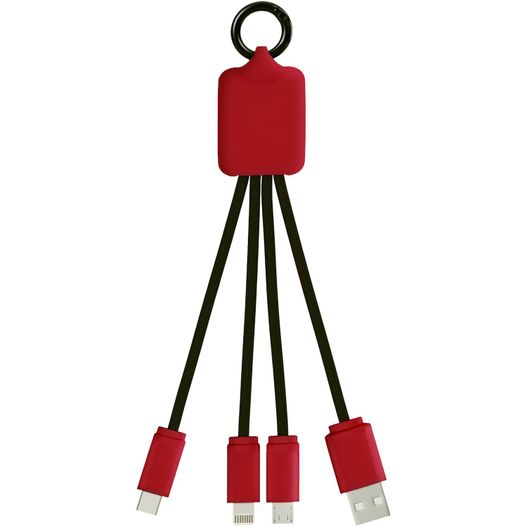 ein rotes und schwarzes usb-kabel mit einem computer verbunden SCX.design C15 Quatro Ladekabel mit Leuchtlogo (Bild 1)