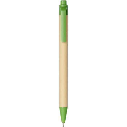 ein grüner stift mit einem holzfass oben Berk Kugelschreiber aus recyceltem Karton und Mais (schwarze Mine) (Bild 1)