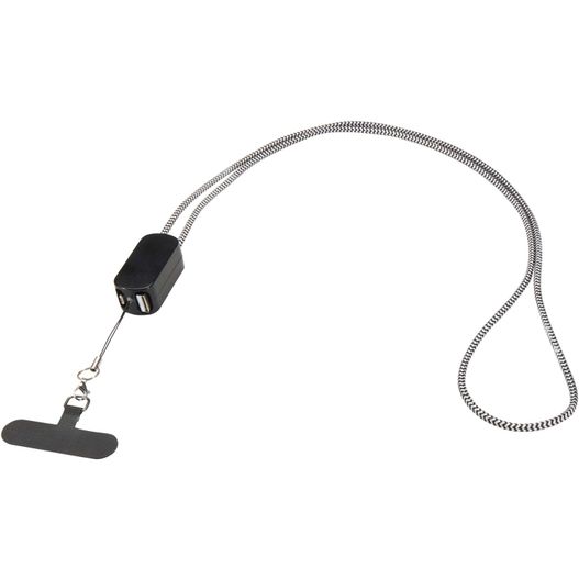 Anser Smartphone Lanyard aus recyceltem Kunststoff mit 27 W 5-in-1 integriertem Kabel (Bild 1)