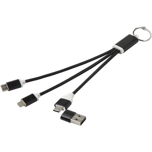 Metal 4-in-1 Ladekabel aus recyceltem Aluminium mit Schlüsselanhänger (Bild 1)