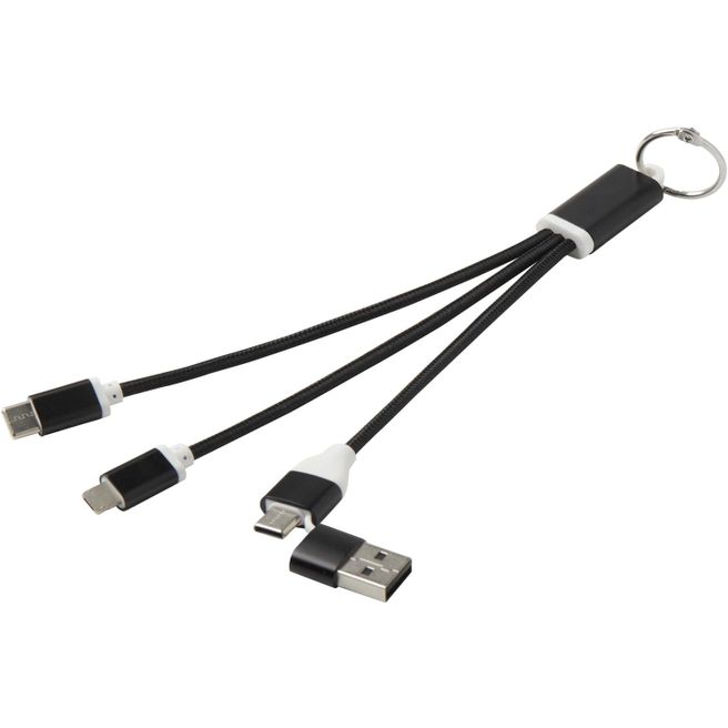 Produktabbildung Metal 4-in-1 Ladekabel aus recyceltem Aluminium mit Schlüsselanhänger Metal 4-in-1 Ladekabel aus recyceltem Aluminium mit Schlüsselanhänger