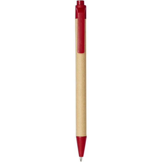 ein stift mit einer roten spitze und einem holzkörper Berk Kugelschreiber aus recyceltem Karton und Mais (schwarze Mine) (Bild 1)