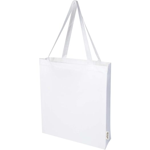 Madras 140 g/m² Baumwoll Tragetasche mit Seitenfalten aus GRS recycelter Baumwolle (Bild 1)