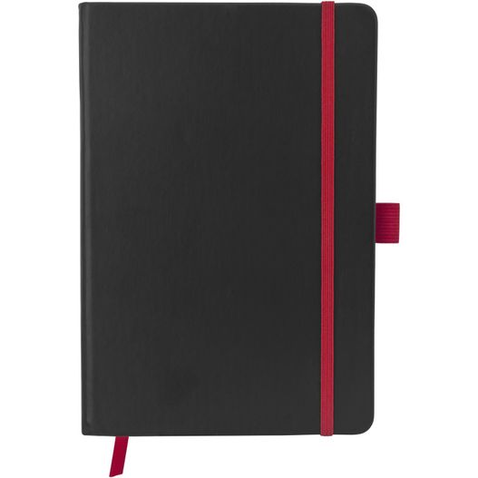 ein schwarzes notizbuch mit rotem band auf der vorderseite Colour-Edge A5 Hard Cover Notizbuch (Bild 1)