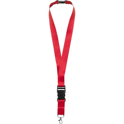 ein roter lanyard mit schwarzer schnalle Yogi Lanyard mit Sicherheitsverschluss (Bild 1)