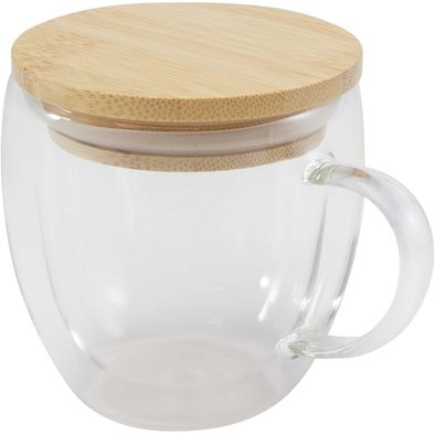 Produktabbildung Lenora 250 ml Glasbecher mit Bambusdeckel Lenora 250 ml Glasbecher mit Bambusdeckel