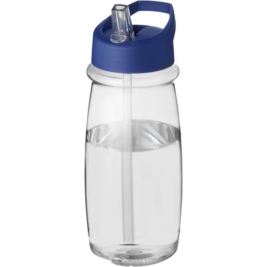 eine wasserflasche mit blauem deckel und stroh H2O Active® Pulse 600 ml Sportflasche mit Ausgussdeckel (Bild 1)