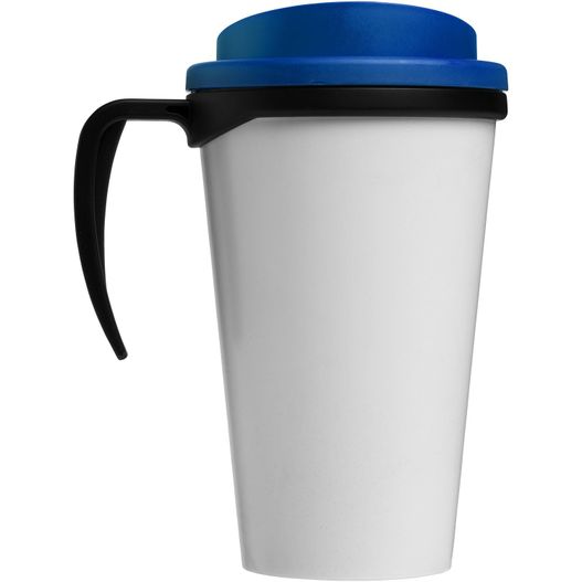 eine weiße tasse mit blauem deckel und schwarzem griff Brite-Ameriano® Grande 350 ml Isolierbecher (Bild 1)