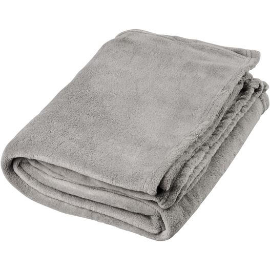 ein stapel von grauen handtüchern aufeinander gefaltet Bay Plaid-Decke aus extraweichem Coral-Fleece (Bild 1)