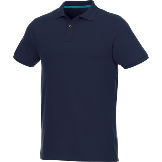 ein navy poloshirt mit blauem kragen Beryl Poloshirt aus GOTS Bio-Recyclingmaterial für Herren (Bild 1)