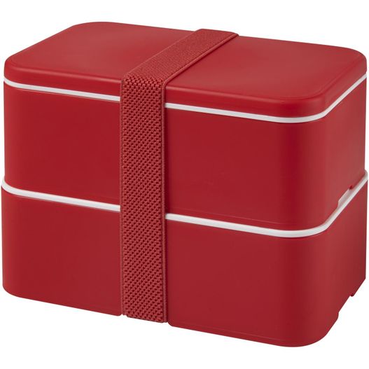 eine rote lunchbox mit einem band um sie herum MIYO 700+700 ml Doppel-Lunchbox (Bild 1)