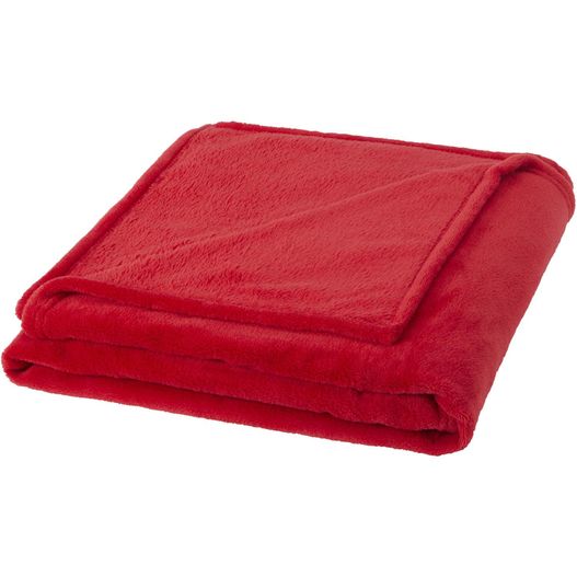 eine rote decke gefaltet auf einem weißen hintergrund Bay Plaid-Decke aus extraweichem Coral-Fleece (Bild 1)