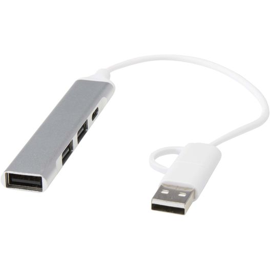 Alkaid 4 Port Hub aus recyceltem Aluminium mit USB-A- und Typ-C-Anschlüssen und zwei Eingängen (Bild 1)