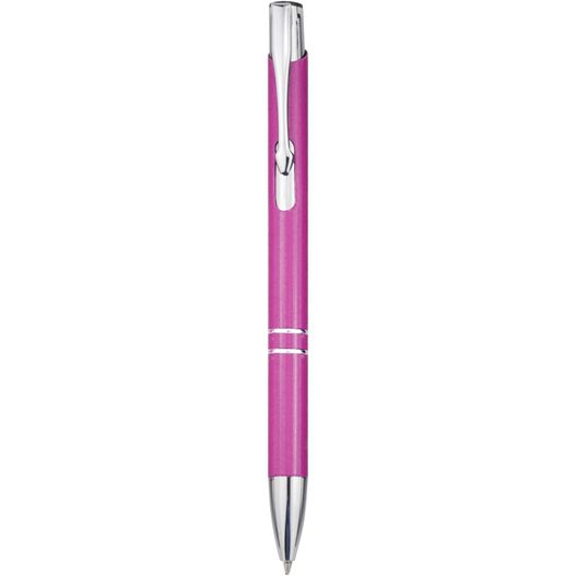 einen pinken stift mit einer silbernen spitze und einer schwarzen spitze Moneta Kugelschreiber aus recyceltem Aluminium (schwarze Mine) (Bild 1)