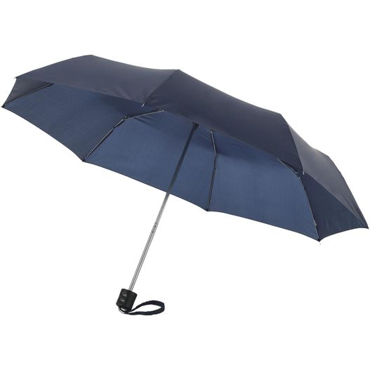 blauer regenschirm mit schwarzem griff Ida 21,5" Kompaktregenschirm (Bild 1)