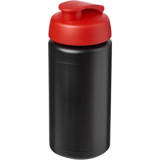 eine schwarze und rote plastikwasserflasche mit rotem deckel Baseline® Plus grip 500 ml Sportflasche mit Klappdeckel (Bild 1)