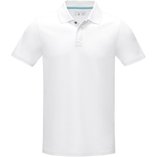ein weißes poloshirt mit blauem streifen am kragen Graphite Poloshirt aus Bio-Baumwolle für Herren (Bild 1)