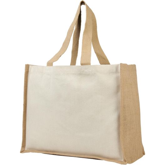 eine jutetasche mit griff und griff Varai 320 g/m Canvas und Jute Einkaufstasche 23L (Bild 1)