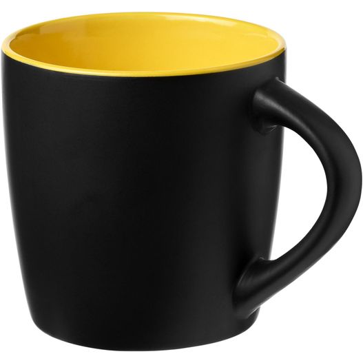 schwarzer und gelber kaffeebecher mit griff Riviera 340 ml Keramikbecher (Bild 1)