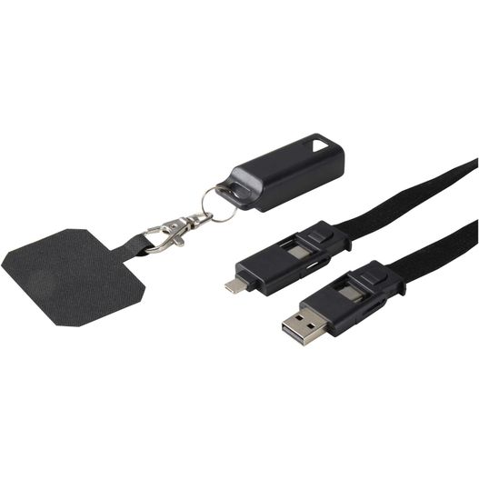 Franz 5 in 1 Lanyard Kabel aus recyceltem Kunststoff für Smartphones mit integrierter Datensynchronisierung und 65 W Schnellladefunktion (Bild 1)
