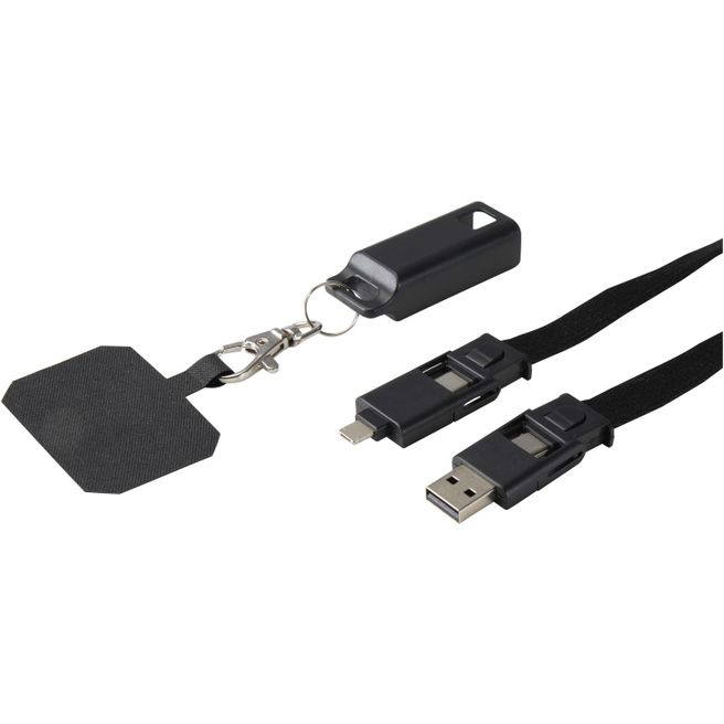 Franz 5 in 1 Lanyard Kabel aus recyceltem Kunststoff für Smartphones mit integrierter Datensynchronisierung und 65 W Schnellladefunktion