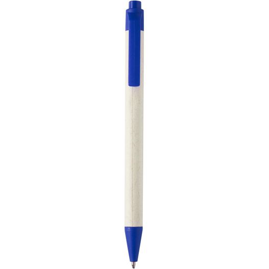 ein stift mit blauer spitze sitzt auf einer weißen oberfläche Dairy Dream Kugelschreiber aus recyceltem Milchkarton (schwarze Mine) (Bild 1)