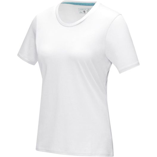 ein weißes hemd mit einem blauen streifen auf der brust Azurite T-Shirt aus GOTS-zertifizierter Bio-Baumwolle für Damen (Bild 1)