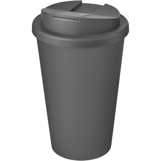 eine graue tasse mit deckel und deckel Americano® Eco 350 ml recycelter Becher mit auslaufsicherem Deckel (Bild 1)