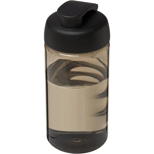 eine wasserflasche mit einem schwarzen deckel und einer schwarzen kappe H2O Active® Bop 500 ml Sportflasche mit Klappdeckel (Bild 1)
