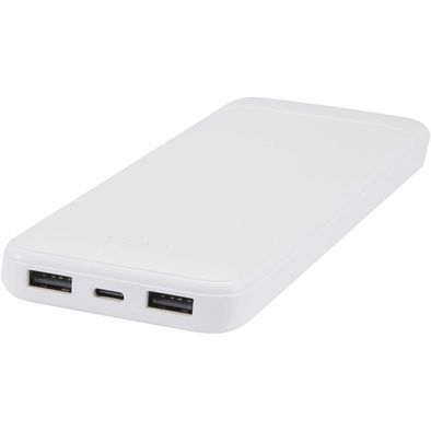 Produktabbildung Adhil 10 W 10.000 mAh Powerbank aus recyceltem Kunststoff mit 2 integrierten Kabeln Adhil 10 W 10.000 mAh Powerbank aus recyceltem Kunststoff mit 2 integrierten Kabeln