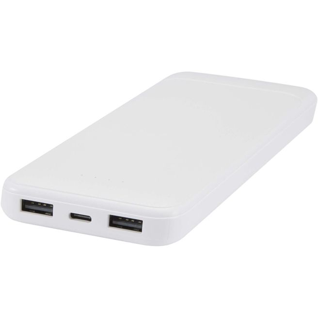 Produktabbildung Adhil 10 W 10.000 mAh Powerbank aus recyceltem Kunststoff mit 2 integrierten Kabeln Adhil 10 W 10.000 mAh Powerbank aus recyceltem Kunststoff mit 2 integrierten Kabeln