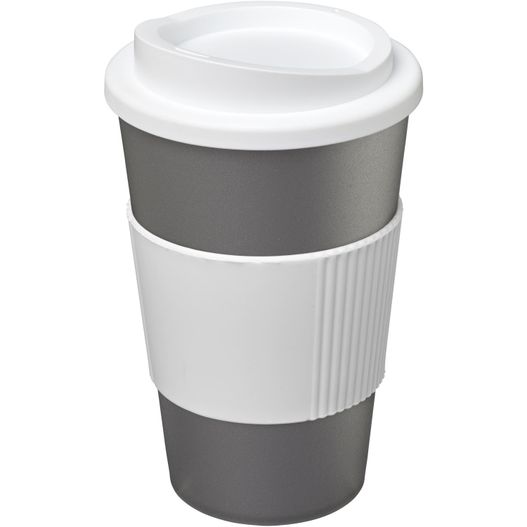 eine tasse mit einem deckel und einer weißen tasse Americano® 350 ml Isolierbecher mit Schutzring (Bild 1)