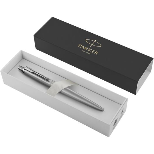 ein stift in einer box mit einem band Parker Jotter einfarbiger XL Kugelschreiber (blaue Mine) (Bild 1)
