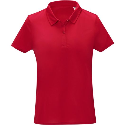 ein rotes poloshirt mit einem weißen logo auf der brust Deimos Poloshirt cool fit mit Kurzärmeln für Damen (Bild 1)