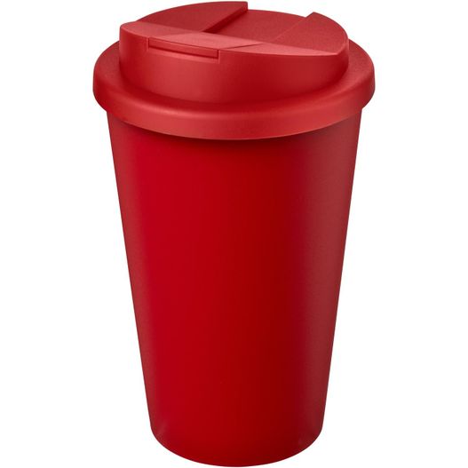 eine rote tasse mit deckel und deckel Americano® Eco 350 ml recycelter Becher mit auslaufsicherem Deckel (Bild 1)