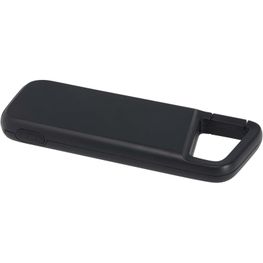 Produktabbildung Alkes 12 W 5.000 mAh wasserfeste Powerbank aus recyceltem Kunststoff mit Karabinerhaken Alkes 12 W 5.000 mAh wasserfeste Powerbank aus recyceltem Kunststoff mit Karabinerhaken