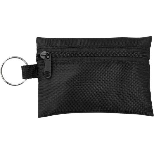 eine schwarze tasche mit einem schlüsselring Valdemar 16-teilige Erste-Hilfe-Tasche mit Schlüsselanhänger (Bild 1)