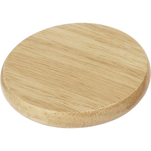 eine holzscheibe mit weißem hintergrund Scroll Holzuntersetzer mit Flaschenöffner (Bild 1)