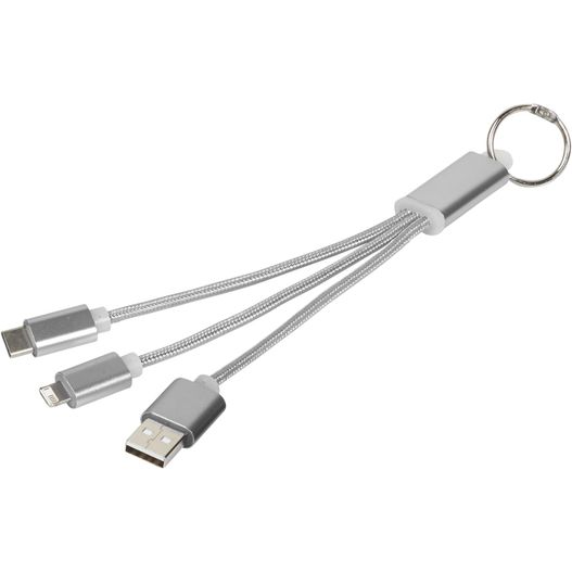 Metal 3-in-1 Ladekabel mit Schlüsselanhänger (Bild 1)