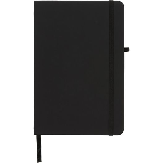 ein schwarzes notizbuch mit einem stift oben Noir A5 Notizbuch (Bild 1)