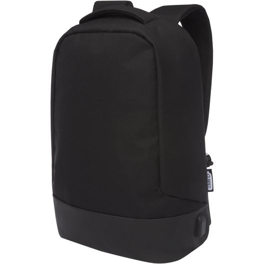 ein schwarzer rucksack mit reißverschluss vorne Cover Diebstahlsicherer GRS RPET Rucksack 18L (Bild 1)