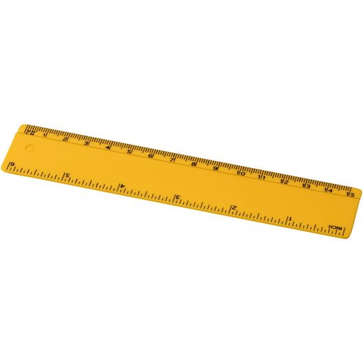 ein gelber kunststoff herrscher mit weißem hintergrund Renzo 15 cm Kunststofflineal (Bild 1)