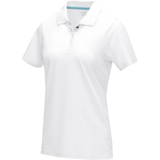 ein weißes poloshirt mit blauem kragen Graphite Poloshirt aus GOTS-zertifizierter Bio-Baumwolle für Damen (Bild 1)
