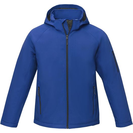 eine blaue jacke mit kapuze und reißverschluss Notus wattierte Softshell Herrenjacke (Bild 1)