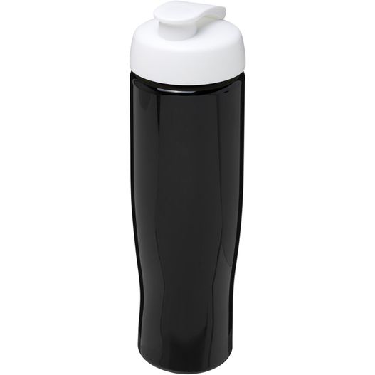 eine schwarze und weiße wasserflasche mit weißem deckel H2O Active® Tempo 700 ml Sportflasche mit Klappdeckel (Bild 1)