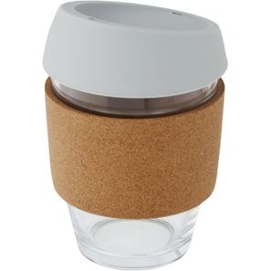 Lidan 360 ml Becher aus Borosilikatglas mit Korkgriff und Silikondeckel