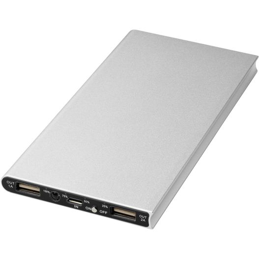 eine silberne externe festplatte mit zwei usb-ports Plate 8000 mAh Aluminium-Powerbank (Bild 1)